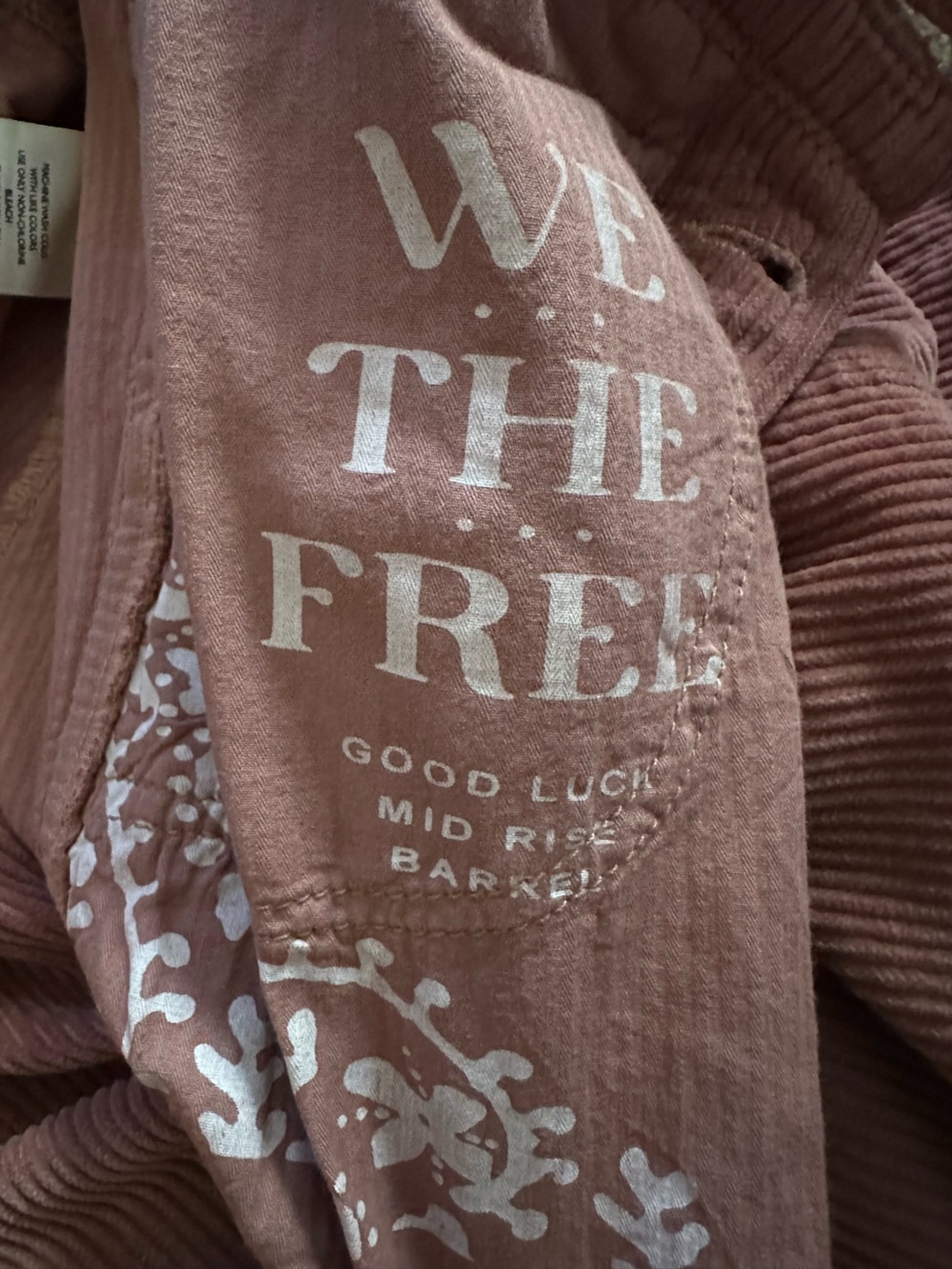 We The Free Good Luck Mid-Rise Cord Barrel Jeans in Withered Rose - Picture 11 of 13